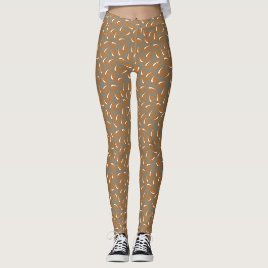 Modern tarwebruin flick patroon leggings (Voorkant)