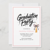 Modern Tassel Bow Graduation Party Invitation Kaart (Voorkant)