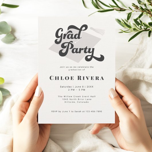 Modern Tassel Grad Party Invitation Kaart