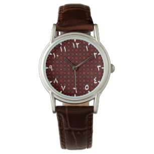 Modern Tatreez Arabesque Rood Horloge
