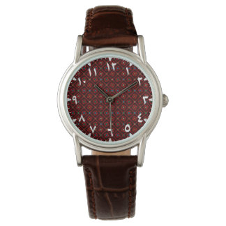 Modern Tatreez Arabesque Rood Horloge