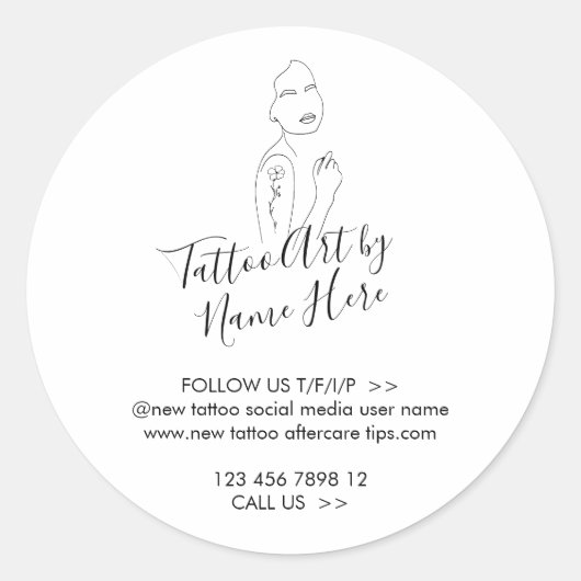Modern Tattoo ART script typography Ronde Sticker (Voorkant)