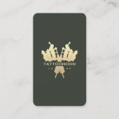 Modern Tattoo Artiest Donkergroen Goud Monogram Visitekaartje (Voorkant)