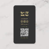 Modern Tattoo Artiest Monogram Zwart Goud Visitekaartje (Achterkant)
