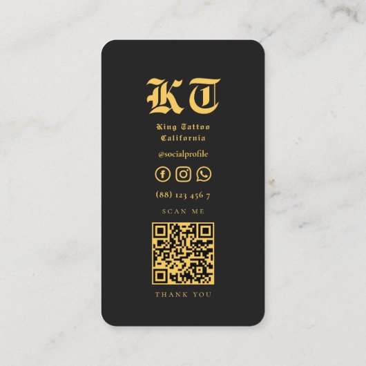 Modern Tattoo Artiest Tattoo Studio Zwart Visitekaartje (Achterkant)