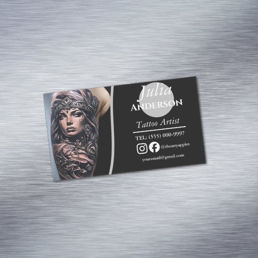 Modern tattoo Artist Business Magnetisch Visitekaartje (Voorbeeld)