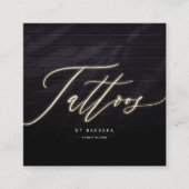 Modern Tattoo Artist Gold Script Monogram Vierkante Visitekaartje (Voorkant)