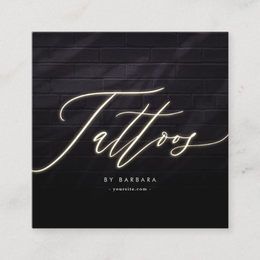 Modern Tattoo Artist Gold Script Monogram Vierkante Visitekaartje (Voorkant)