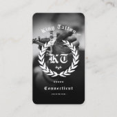 Modern Tattoo Artist Monogram Foto Zwart Wit Visitekaartje (Voorkant)