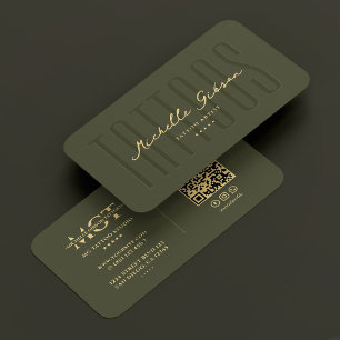 Modern Tattoo Artist Monogram Tattoos Army Green Visitekaartje