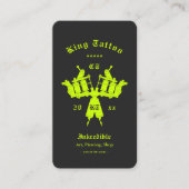 Modern Tattoo Artist Monogram Zwart Neon Geel Visitekaartje (Voorkant)