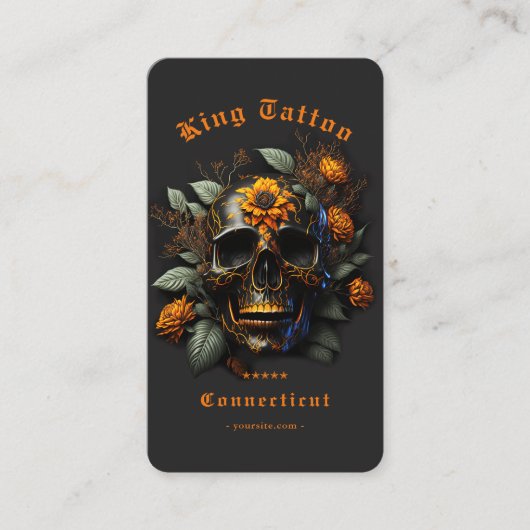 Modern Tattoo Artist Monogram Zwart Sinaasappel sc Visitekaartje (Voorkant)