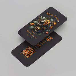 Modern Tattoo Artist Monogram Zwart Sinaasappel sc Visitekaartje