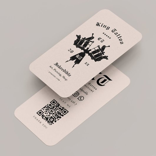Modern Tattoo Artist Sand Monogram Visitekaartje