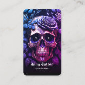 Modern Tattoo Artist Skull Goth Blue Purple Visitekaartje (Voorkant)