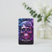 Modern Tattoo Artist Skull Goth Blue Purple Visitekaartje (Staand voorkant)