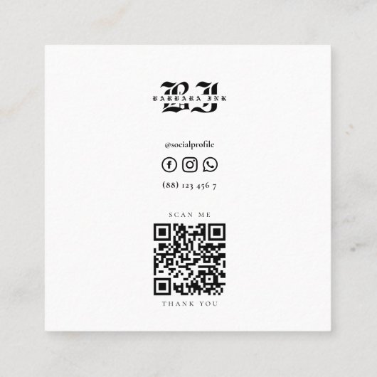 Modern Tattoo Artist Skull Rozen Zonnebril Vierkante Visitekaartje (Achterkant)