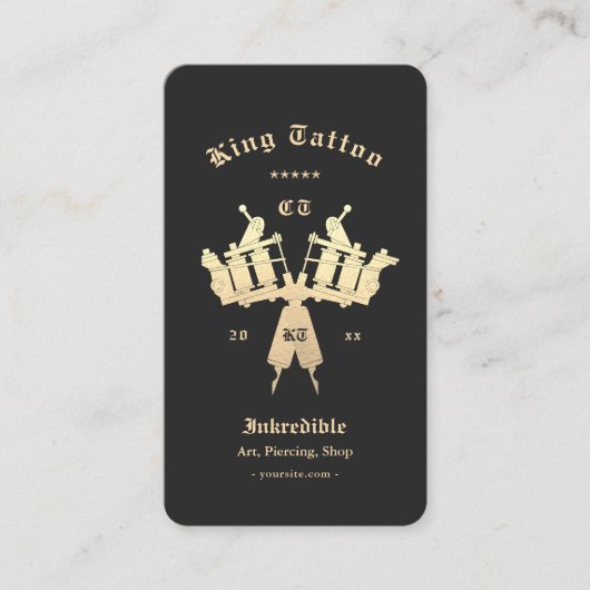 Modern Tattoo Artist Studio Monogram Gold QR Visitekaartje (Voorkant)