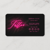 Modern Tattoo Artist Tattoo Shop Neon Pink Visitekaartje (Achterkant)