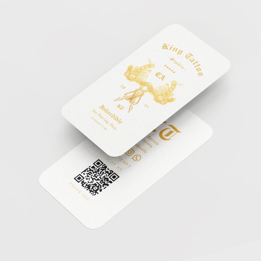 Modern Tattoo Artist Tattoo Studio Wit Goud Visitekaartje