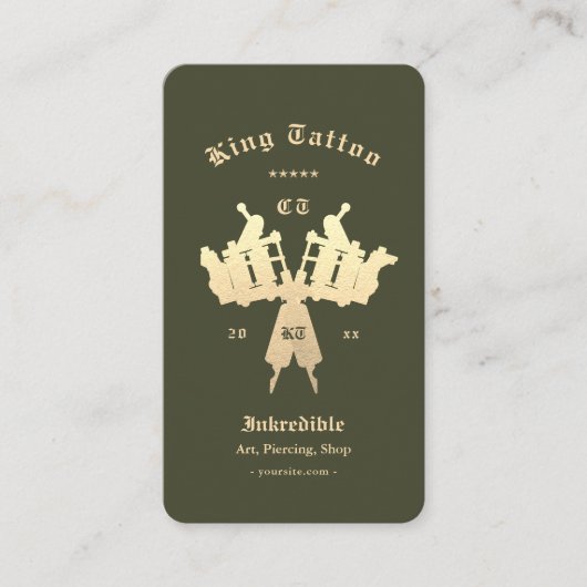 Modern Tattoo Artist Tattooist Army Green Visitekaartje (Voorkant)
