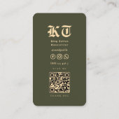 Modern Tattoo Artist Tattooist Army Green Visitekaartje (Achterkant)