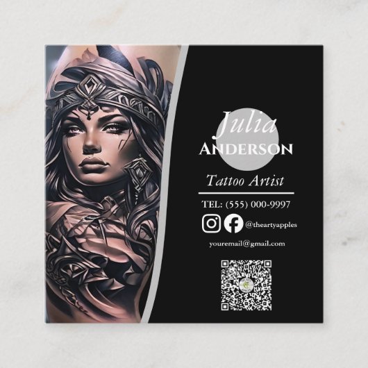 Modern tattoo Artist Zakelijke nazorg Vierkante Visitekaartje (Voorkant)