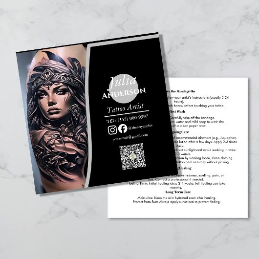 Modern tattoo Artist Zakelijke nazorg Vierkante Visitekaartje