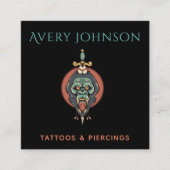 Modern Tattoo & Piercing Artistic Monkey Design Vierkante Visitekaartje (Voorkant)