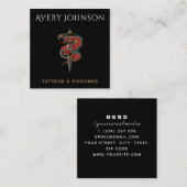 Modern Tattoo & Piercing Bloemenslang & Ridder Vierkante Visitekaartje (Voorkant / Achterkant)