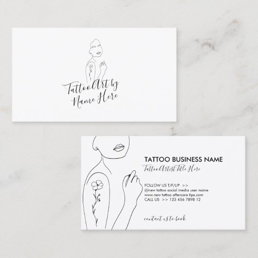 Modern Tattoo script typography Logo Visitekaartje (Voorkant / Achterkant)