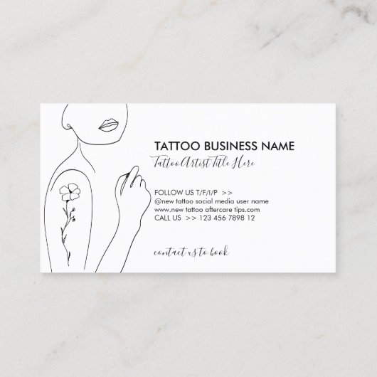 Modern Tattoo script typography Logo Visitekaartje (Achterkant)