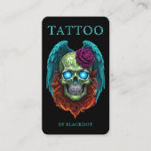 Modern Tattoo Studio Winged Skull Gothic Tattooist Visitekaartje (Voorkant)