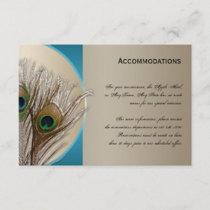 Modern Taupe Aqua Peacock-combinatiekaart Informatiekaartje