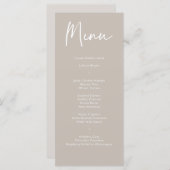 Modern Taupe Beige Calligraphy Weddenrenmenu Menu (Voorkant / Achterkant)