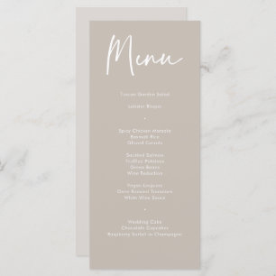 Modern Taupe Beige Calligraphy Weddenrenmenu Menu