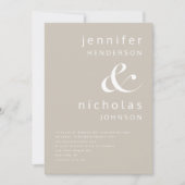Modern Taupe Beige Typography Wedding Kaart (Voorkant)