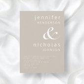 Modern Taupe Beige Typography Wedding Kaart