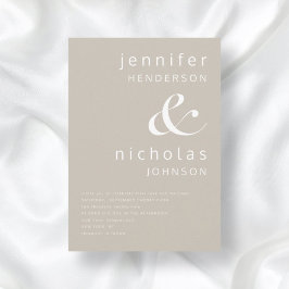Modern Taupe Beige Typography Wedding Kaart