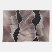 Modern Taupe & Black Agate Silver Earth Tone Theedoek (Horizontaal)