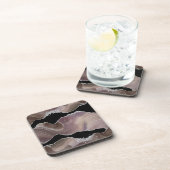 Modern Taupe & Black Agate Silver Glitter Bier Onderzetter (Rechterzijde)