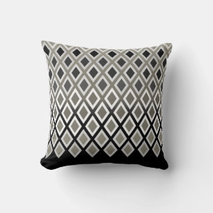 Modern Taupe & Black Diamond Pattern Accent Kussen