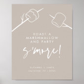 Modern Taupe Calligraphy Marshmallow S'mores Bar Poster (Voorkant)