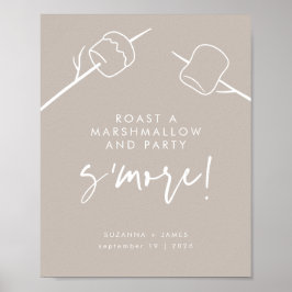 Modern Taupe Calligraphy Marshmallow S'mores Bar Poster