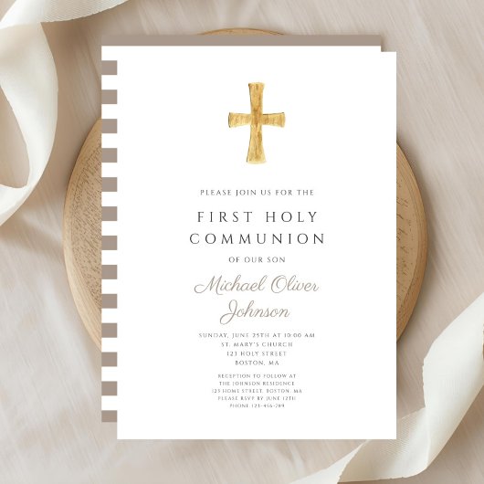 Modern Taupe Cross Boy First Community Kaart
