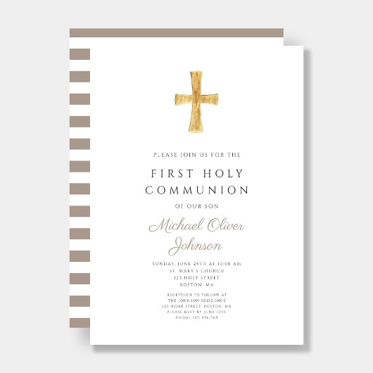 Modern Taupe Cross Boy First Community Kaart