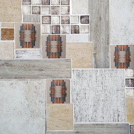 Modern Taupe Denim en Rust Patroon Tegeltje