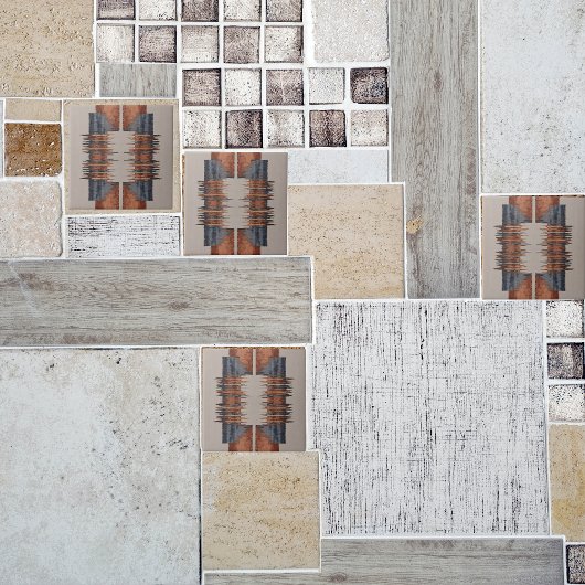 Modern Taupe Denim en Rust Patroon Tegeltje