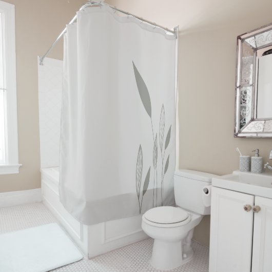 Modern Taupe en Tan Tall Leaves Douchegordijn (In situ)