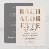 Modern Taupe & Gold vrijgezellenweekend Kaart (Voorkant / Achterkant)